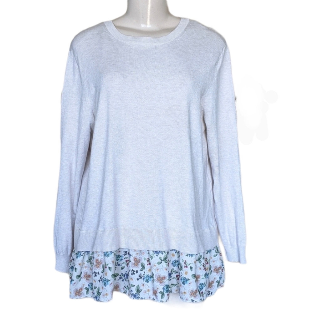 Floral chiffon layer knit large Top